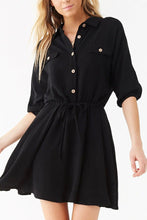 Load image into Gallery viewer, Drawstring Mini Shirt Dress