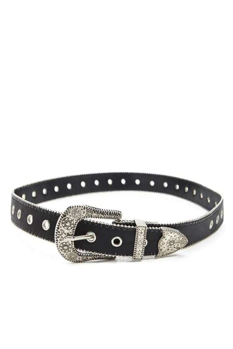 Beaded Faux Leather Belt