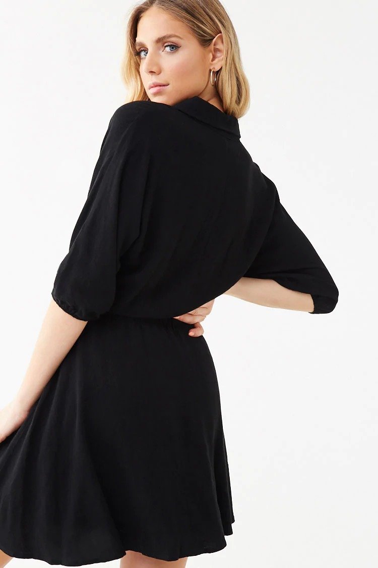 Drawstring Mini Shirt Dress